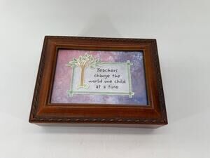 Teacher Gift Wooden Musical Jewelry Box Photo Frame Linda Grayson